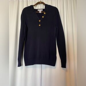 Sag Harbor Dark Blue Sweater with Gold Accents